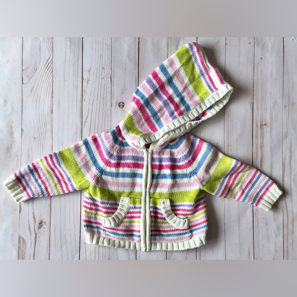 Talbots Kids 100% Cotton Hooded Zip Sweater Size 6 months